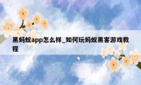 黑蚂蚁app怎么样_如何玩蚂蚁黑客游戏教程