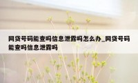 网贷号码能查吗信息泄露吗怎么办_网贷号码能查吗信息泄露吗