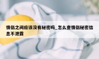 情侣之间应该没有秘密吗_怎么查情侣秘密信息不泄露