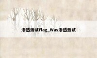 渗透测试flag_Was渗透测试