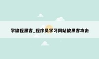 学编程黑客_程序员学习网站被黑客攻击