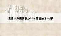 黑客大户团队群_ddos黑客技术qq群