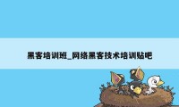 黑客培训班_网络黑客技术培训贴吧