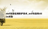 waf攻击检测防护技术_waf攻击和ddos攻击