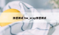 渗透测试 hw_xray渗透测试