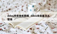 ddos攻击技术教程_ddos攻击器怎么使用