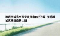 渗透测试完全初学者指南pdf下载_渗透测试实践指南第二版