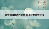 黑客网络用语的意思_网络上的黑客特指