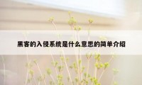 黑客的入侵系统是什么意思的简单介绍