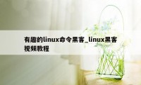 有趣的linux命令黑客_linux黑客视频教程