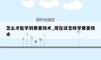 怎么才能学到黑客技术_现在该怎样学黑客技术