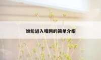 谁能进入暗网的简单介绍