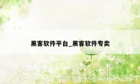 黑客软件平台_黑客软件专卖