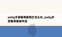 pubg手游服务器繁忙怎么办_pubg手游服务器被攻击