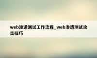 web渗透测试工作流程_web渗透测试攻击技巧