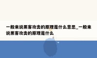 一般来说黑客攻击的原理是什么意思_一般来说黑客攻击的原理是什么