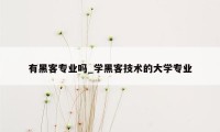 有黑客专业吗_学黑客技术的大学专业