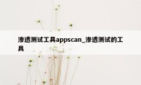 渗透测试工具appscan_渗透测试的工具