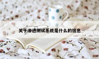 关于渗透测试系统是什么的信息