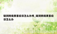 碰到网络黑客应该怎么办呀_碰到网络黑客应该怎么办