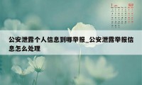 公安泄露个人信息到哪举报_公安泄露举报信息怎么处理