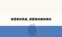 渗透测试实战_渗透测试被动测试