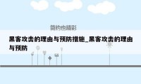 黑客攻击的理由与预防措施_黑客攻击的理由与预防