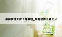 黑客软件王者上分教程_黑客软件王者上分