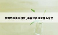 黑客的攻击手段有_黑客攻击资金什么意思