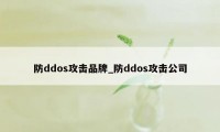 防ddos攻击品牌_防ddos攻击公司