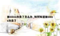 被ddos攻击了怎么办_如何知道被ddos攻击了