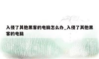 入侵了其他黑客的电脑怎么办_入侵了其他黑客的电脑