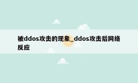 被ddos攻击的现象_ddos攻击后网络反应