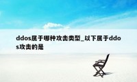 ddos属于哪种攻击类型_以下属于ddos攻击的是