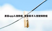 黑客app入侵教程_黑客新手入侵视频教程