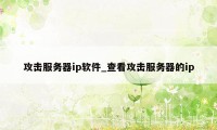 攻击服务器ip软件_查看攻击服务器的ip