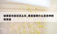 被黑客攻击该怎么办_黑客被黑什么意思啊网络用语