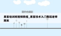 黑客培训班视频教程_黑客技术入门舞蹈老师期末