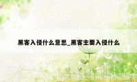 黑客入侵什么意思_黑客主要入侵什么