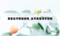 黑客自学教程视频_自学黑客技术视频