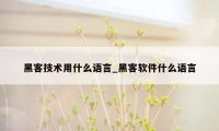 黑客技术用什么语言_黑客软件什么语言