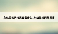 东航坠机网络黑客是什么_东航坠机网络黑客