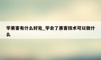 学黑客有什么好处_学会了黑客技术可以做什么