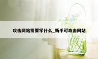 攻击网站需要学什么_新手可攻击网站